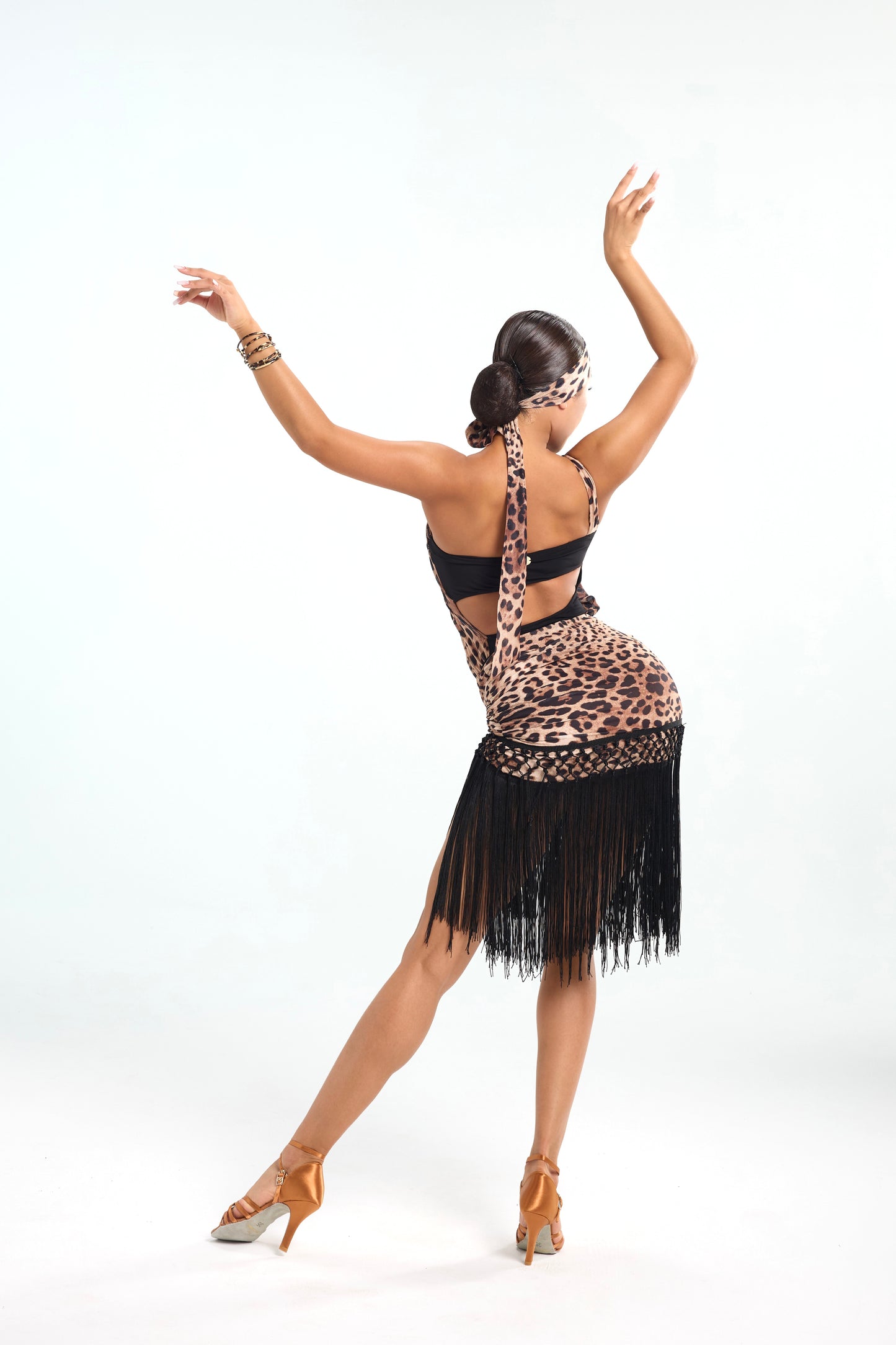 Leopard-Print Slant-Shoulder Design Jumpsuit