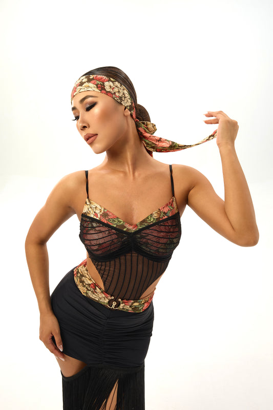 Retro Flower Shadow Hollow Design Skirt