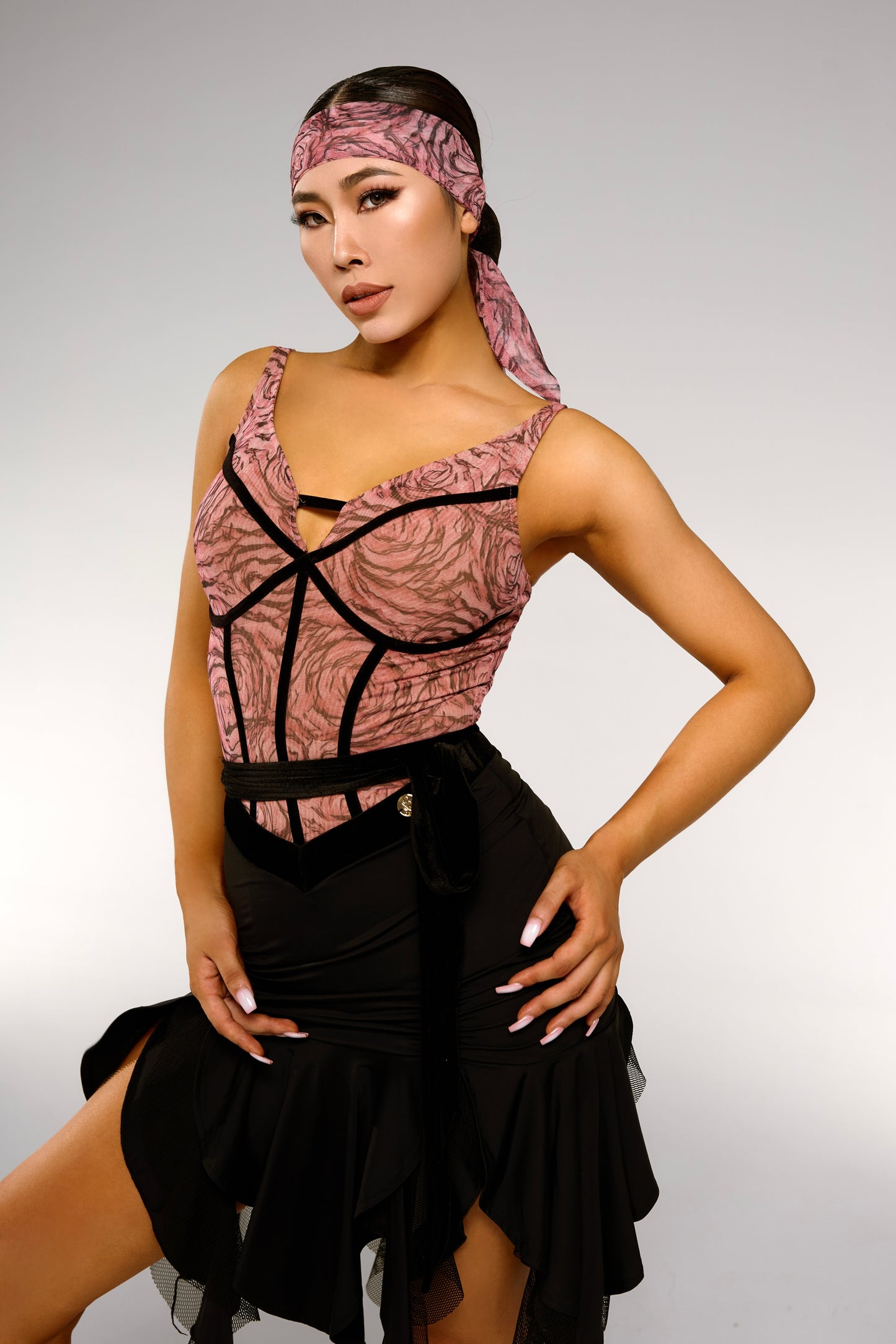 Velvet Waist-Tied Irregular Skirt