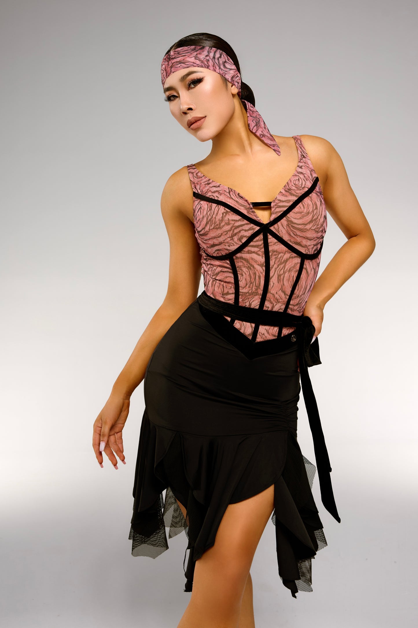 Velvet Waist-Tied Irregular Skirt