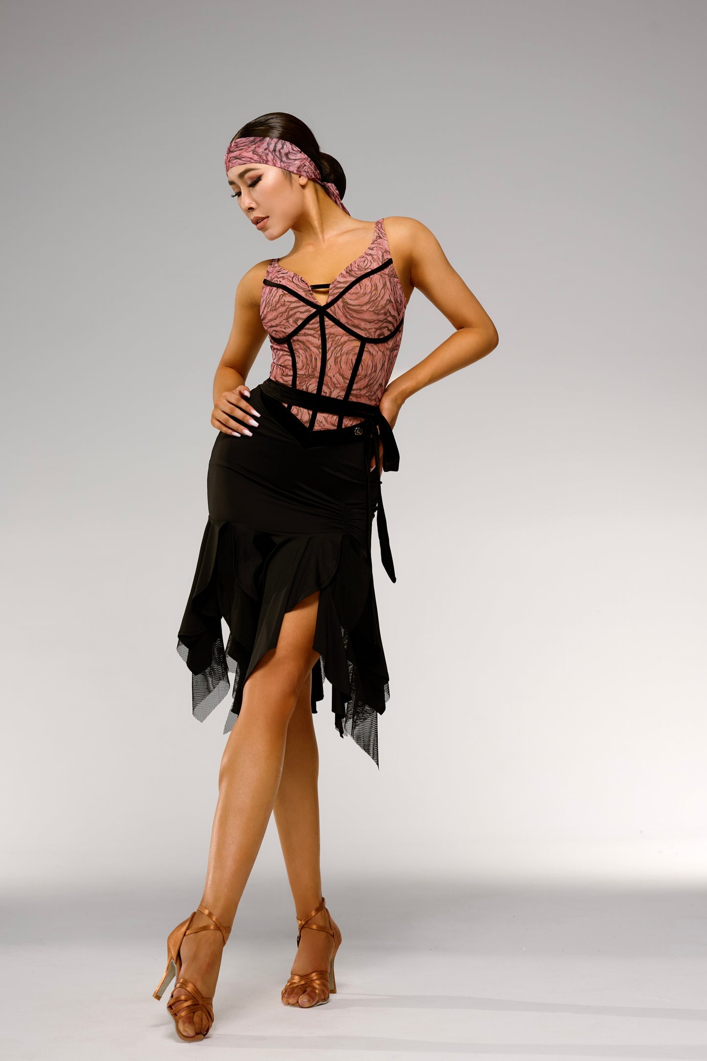 Velvet Waist-Tied Irregular Skirt