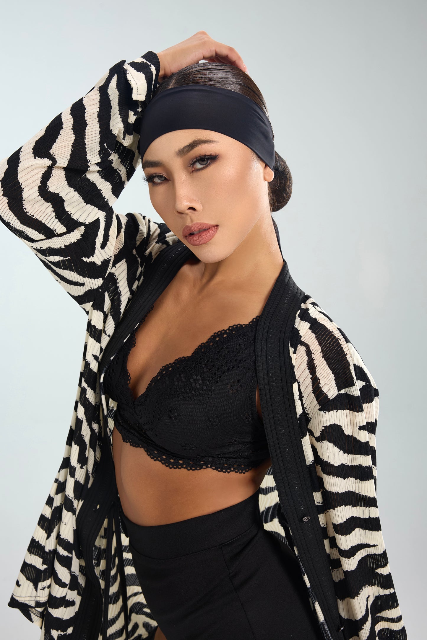 Black And White Zebra Plaid Cardigan