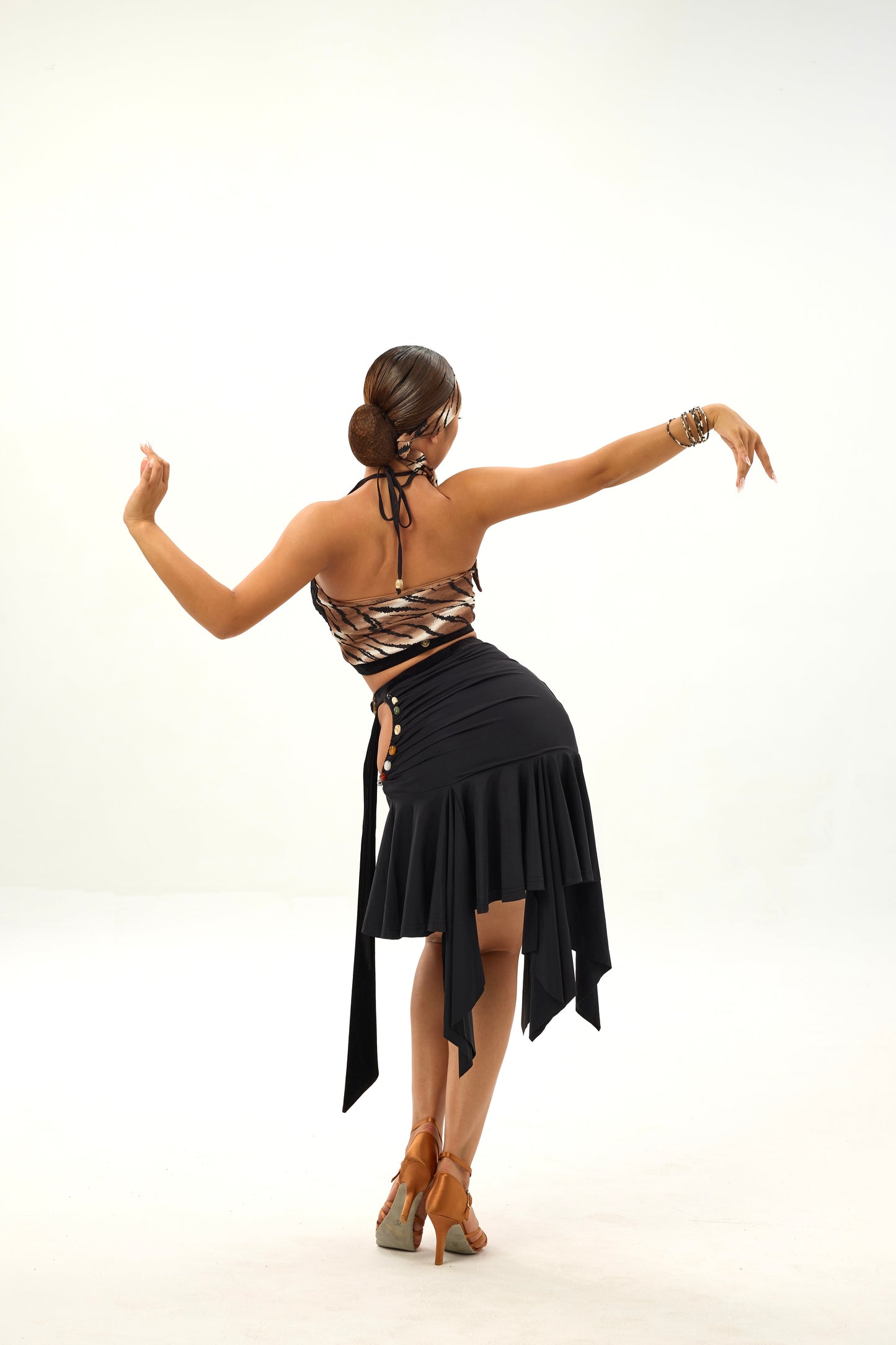 Amber Glazed Beaded Waist Tie Bustier Skirt