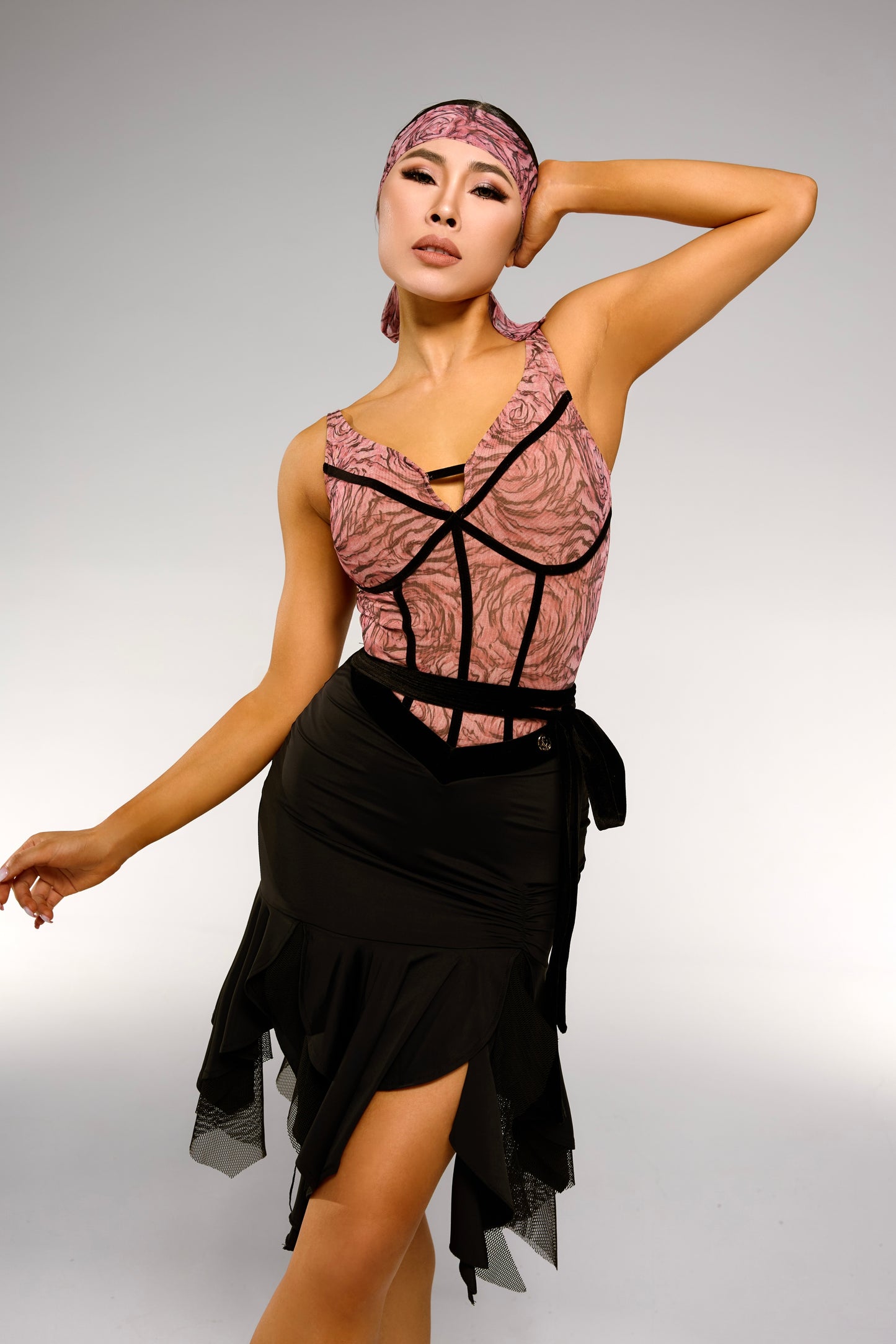 Velvet Waist-Tied Irregular Skirt