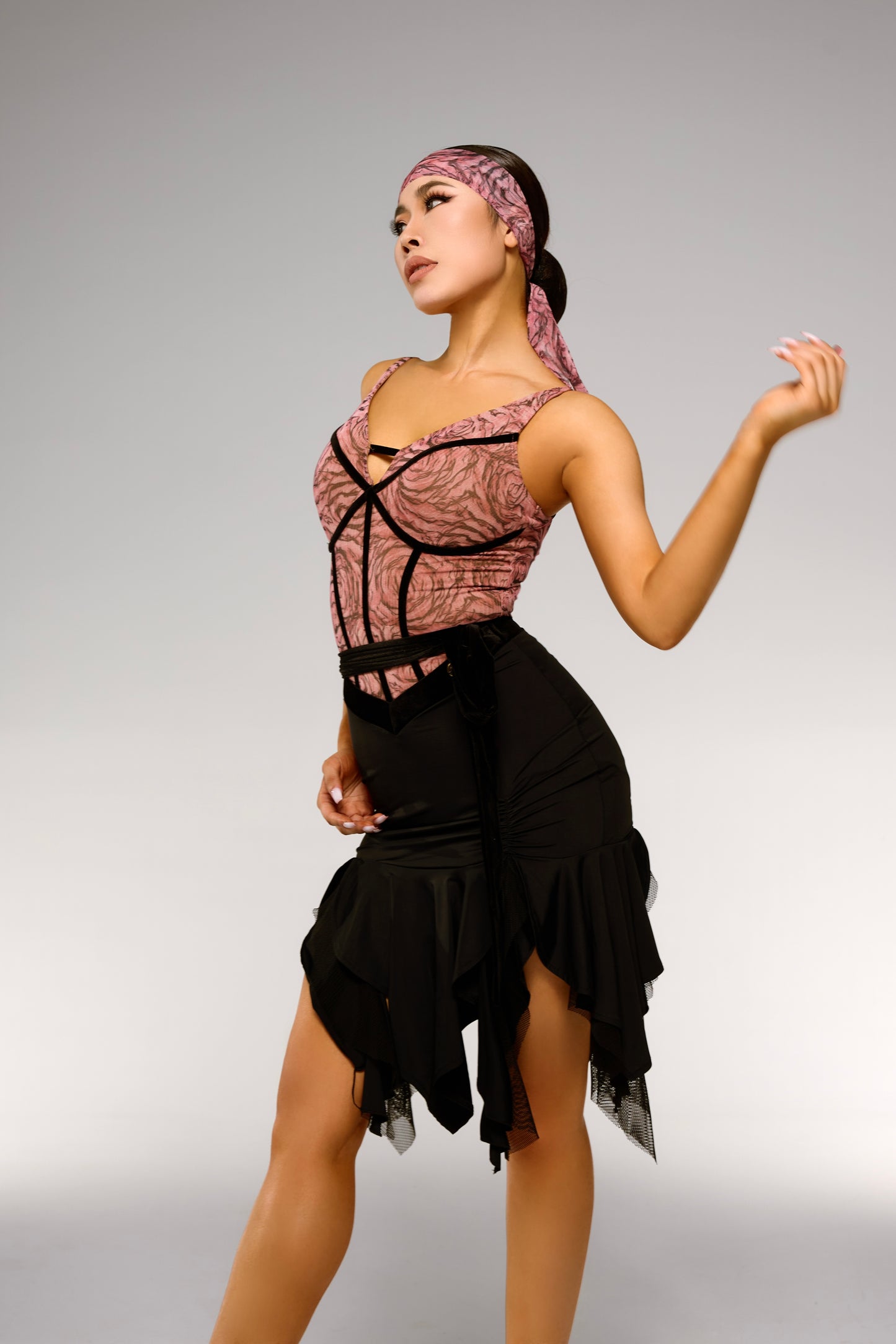 Velvet Waist-Tied Irregular Skirt